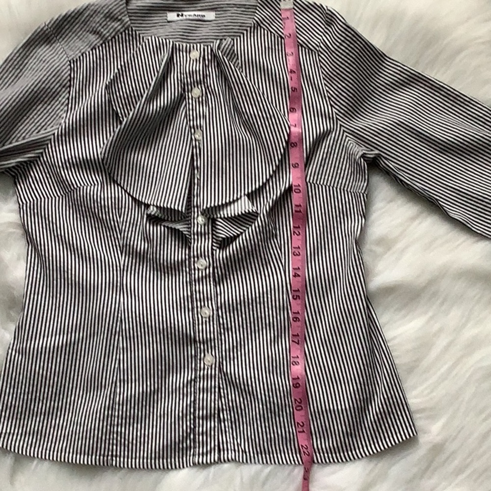 Designer Ruffled Pinstripe Blouse - Picture 8 of 9